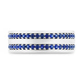 1.05ct 14k White Gold Blue Sapphire Men's Band Size 7.25